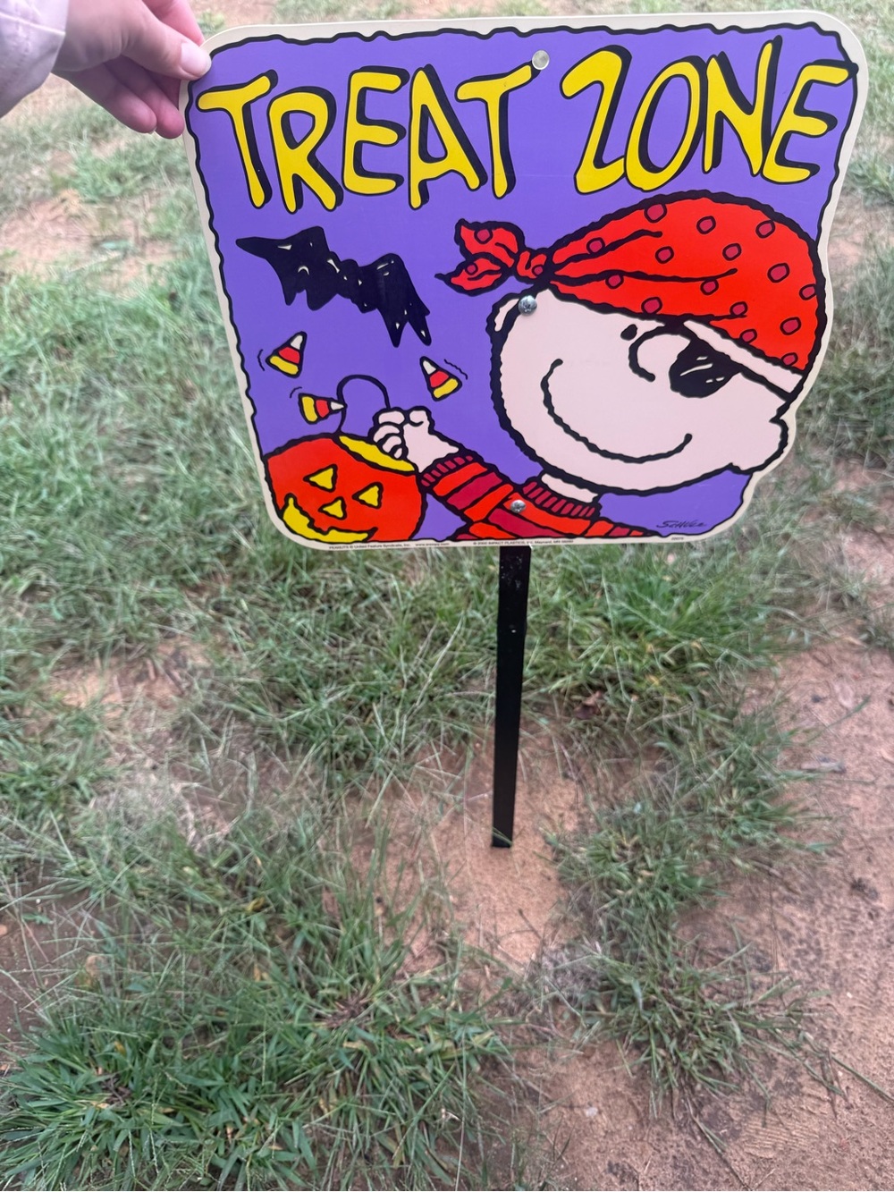 Vintage 2000 Halloween Charlie Brown Treat Zone Sign